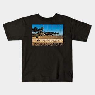 Miami Beach Volleyball Net Lummus Park Kids T-Shirt